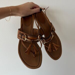 Authentic Gucci Brown Leather Tassel Sandals